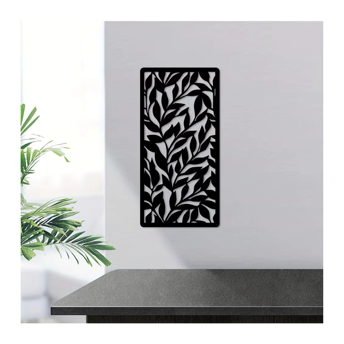 HELLOYOUNG Wanddekoration aus Metall in Schwarz mit floralem Blätter-Design für Innen- und Außenbereiche - Bild 4
