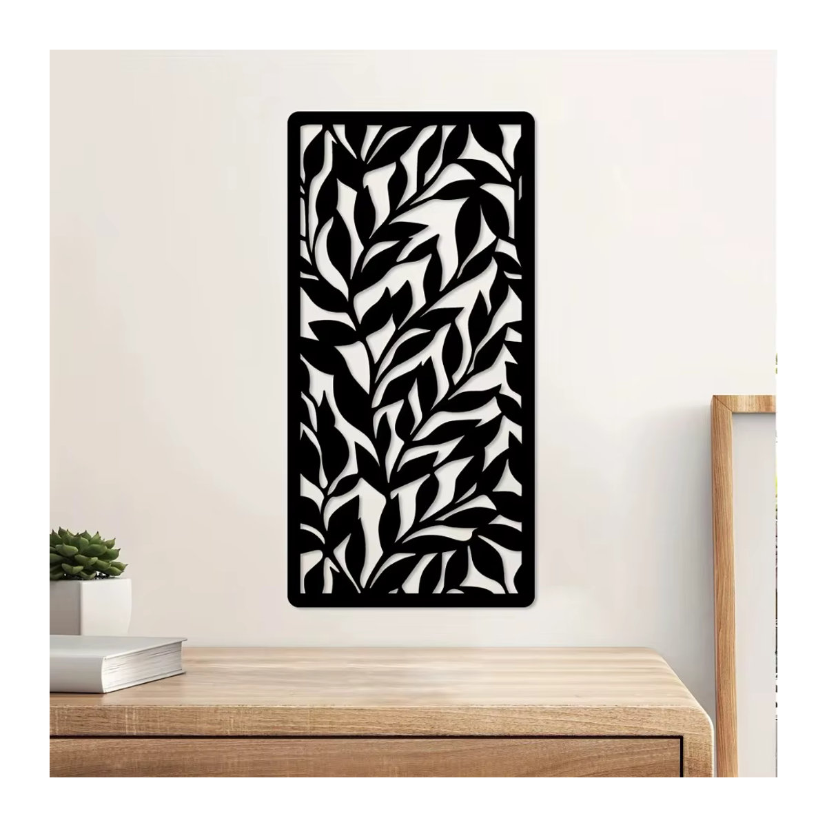 HELLOYOUNG Wanddekoration aus Metall in Schwarz mit floralem Blätter-Design für Innen- und Außenbereiche - Bild 5