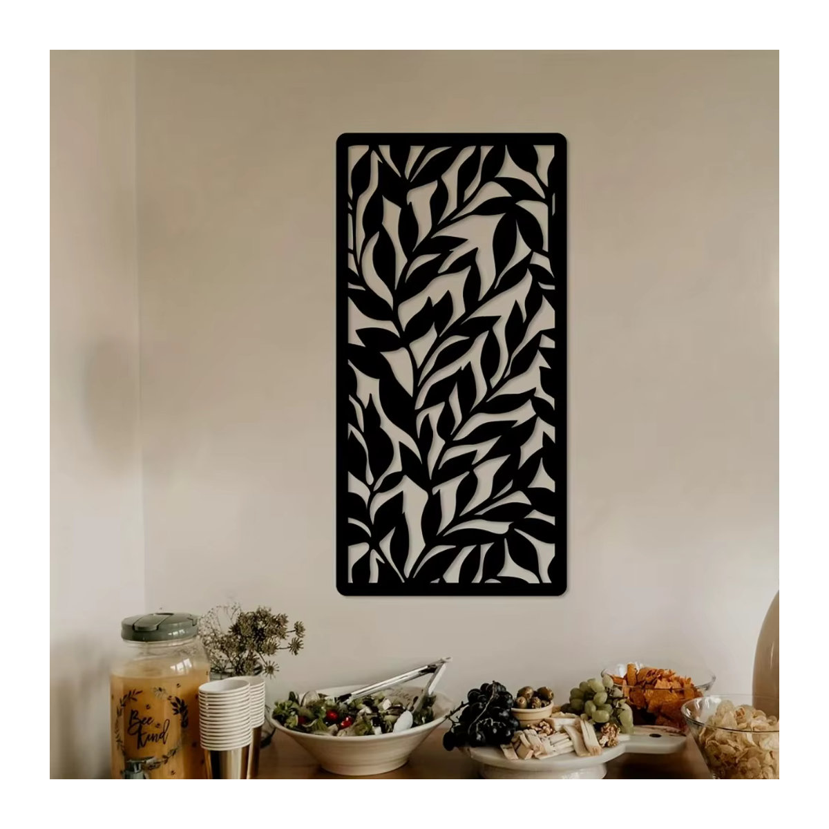 HELLOYOUNG Wanddekoration aus Metall in Schwarz mit floralem Blätter-Design für Innen- und Außenbereiche - Bild 6