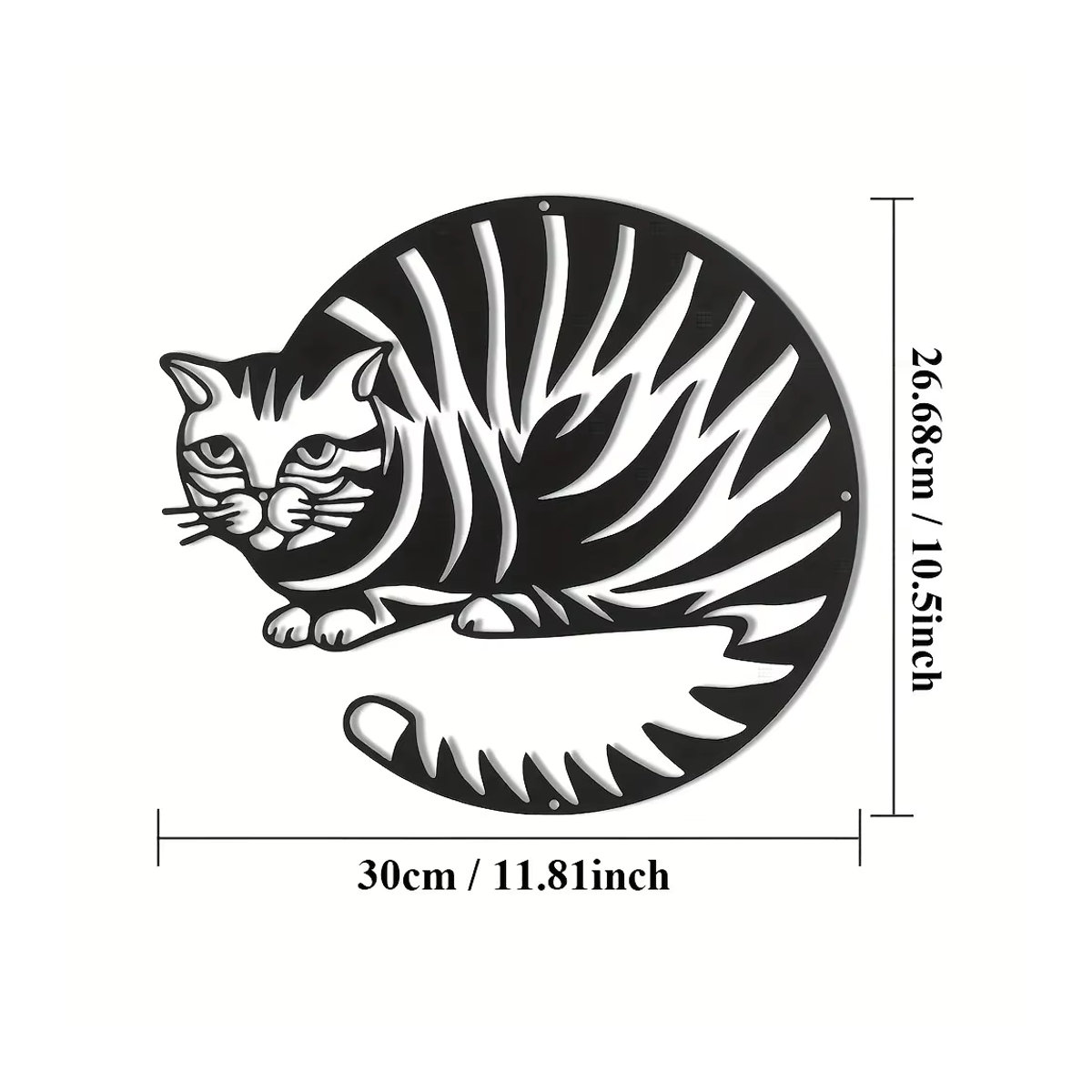 HELLOYOUNG Wanddekoration aus Metall mit geometrischem Katzen-Design in Schwarz zum Aufhängen - Bild 2