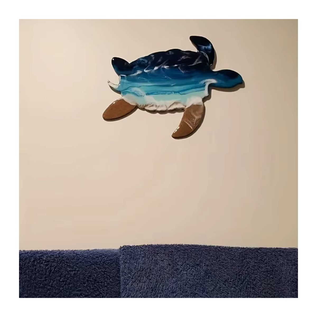 HELLOYOUNG Wanddekoration Meereschildkröte aus Metall und Kunstharz in Schwarz und Blau, Maritimes Wandbild für Kinderzimmer und Wohnraum - Bild 2