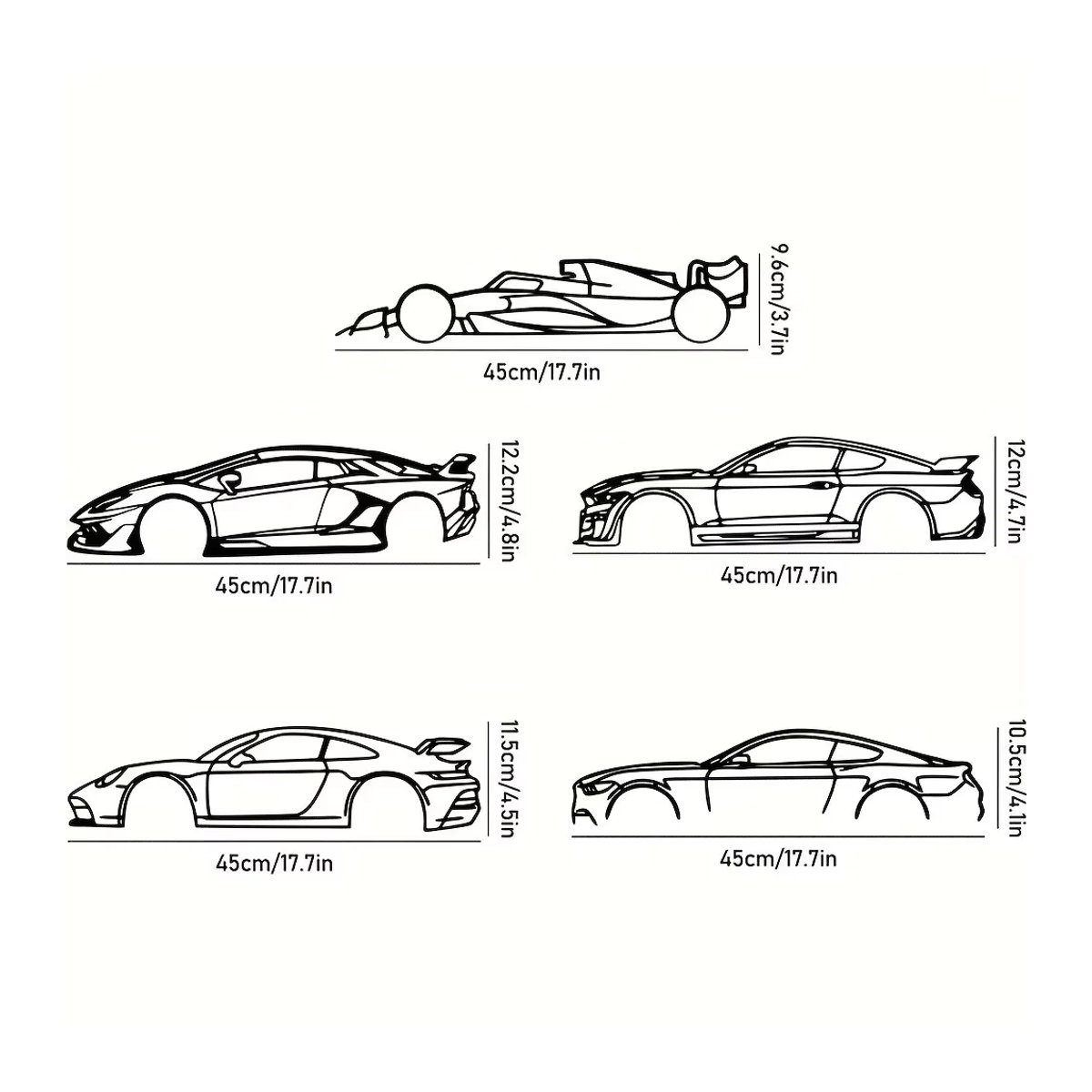 HELLOYOUNG Wanddekoration Sportwagen aus Metall in Schwarz als modernes Hängendes Ornament für stilvolle Innenräume - Bild 1