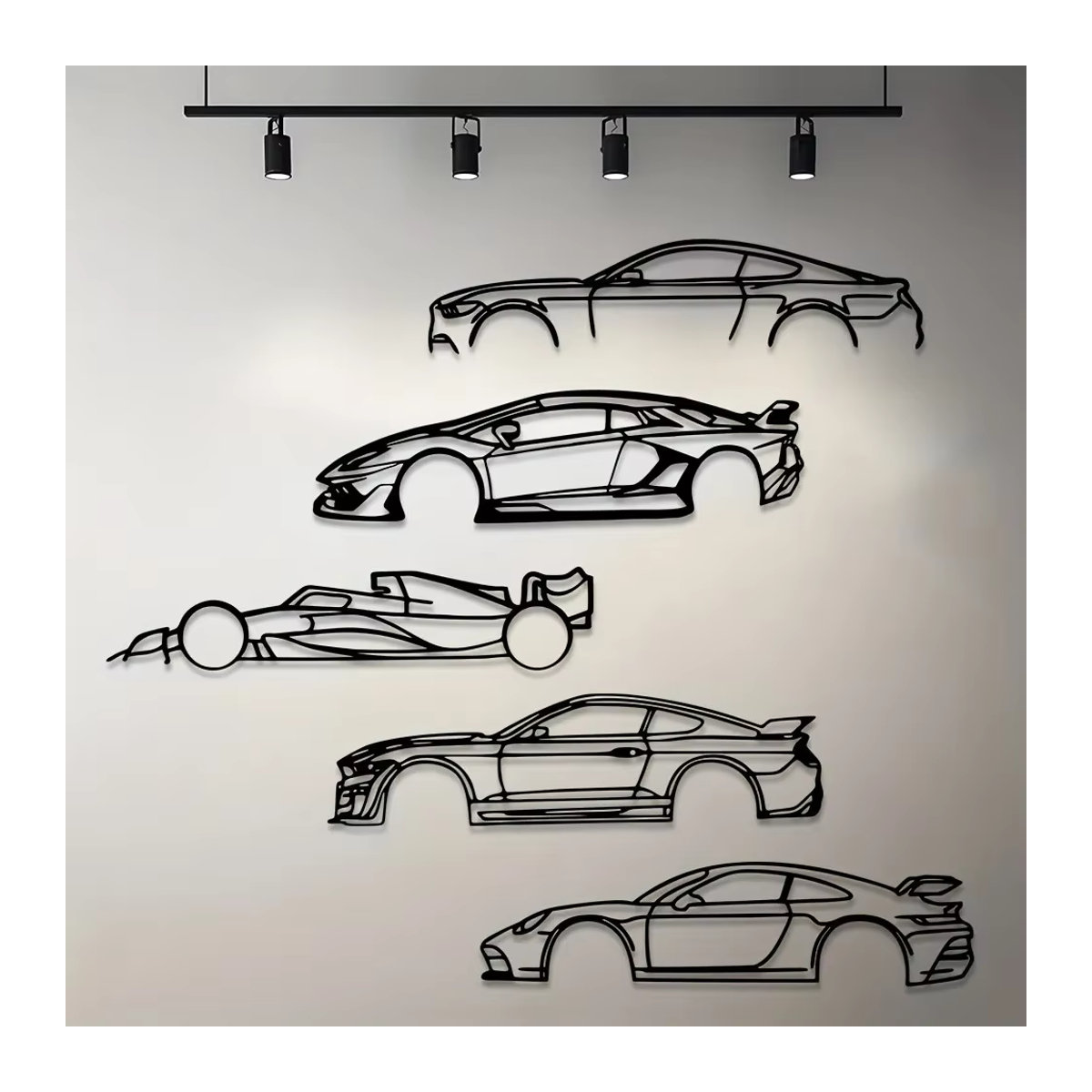 HELLOYOUNG Wanddekoration Sportwagen aus Metall in Schwarz als modernes Hängendes Ornament für stilvolle Innenräume - Bild 2