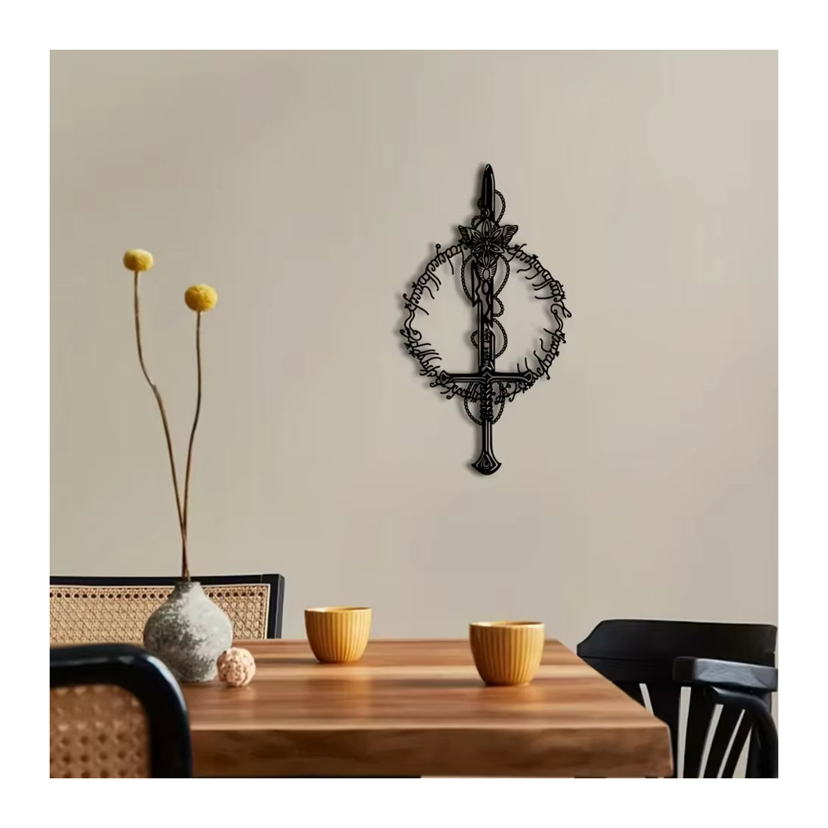 HELLOYOUNG Wandkunst aus Metall Magisches Königreich Mystischer Ring in Schwarz - Bild 5