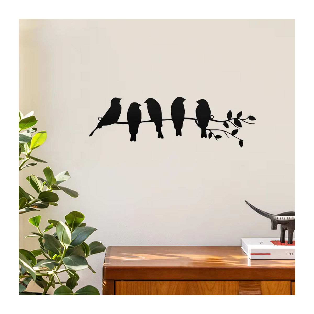 HELLOYOUNG Wandkunst aus Metall mit 5 Vögeln auf Zweig in Schwarz - Bild 6