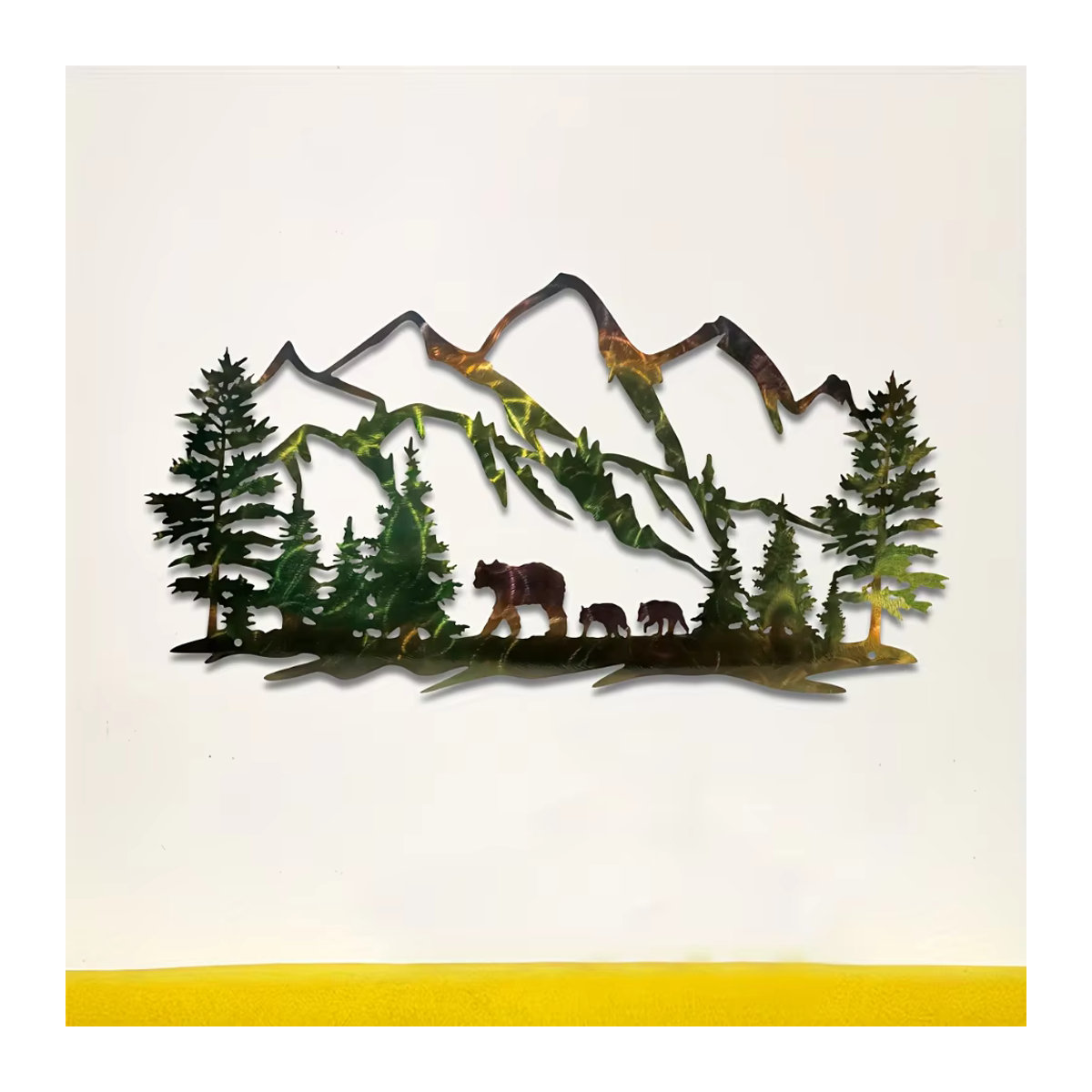 HELLOYOUNG Wandkunst aus Metall mit Berg- und Bären-Silhouette in rustikalem Design, mehrfarbig, Querformat - Bild 6