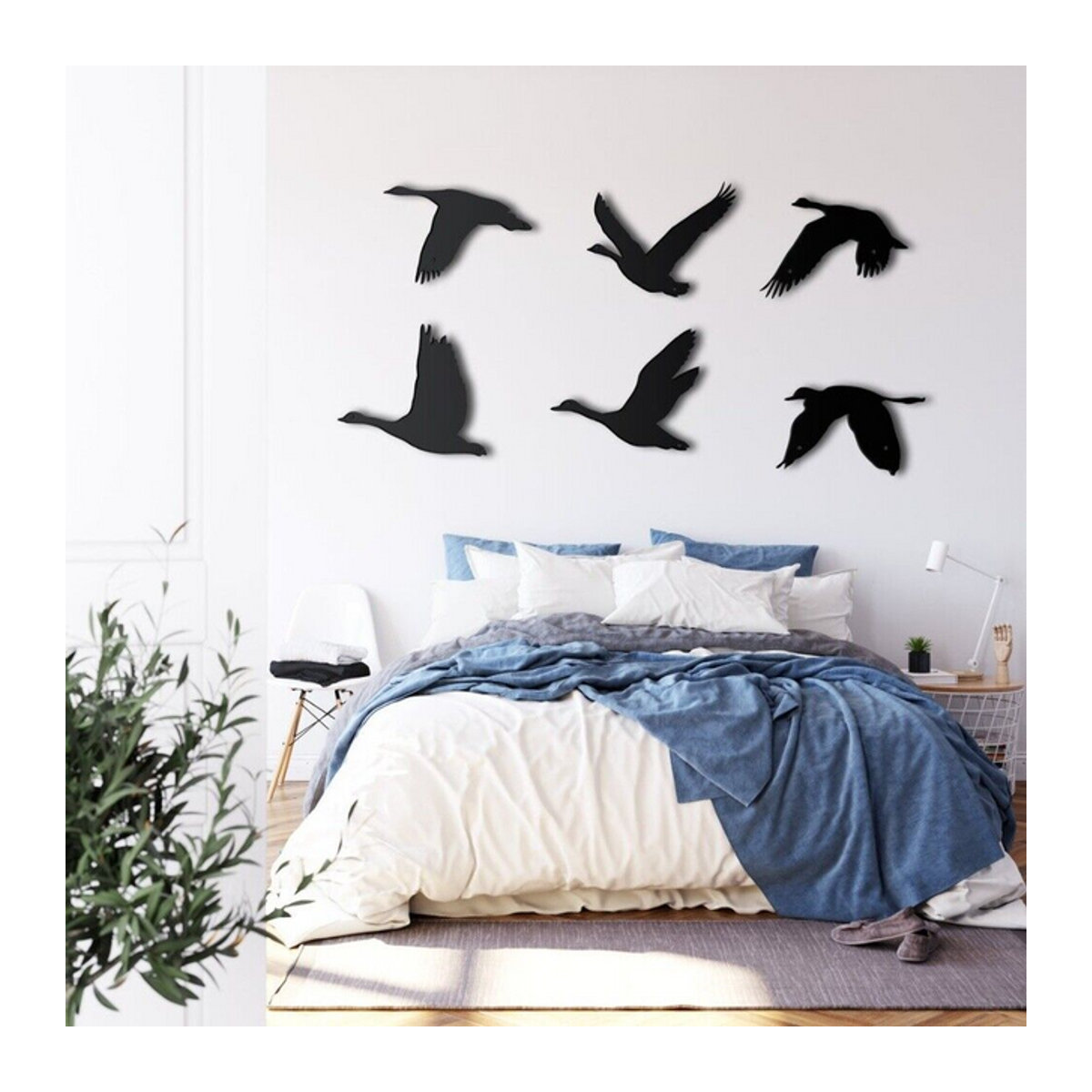 HELLOYOUNG Wandkunst Gänse aus Metall in Schwarz, minimalistische Wanddekoration für dein Zuhause - Bild 1
