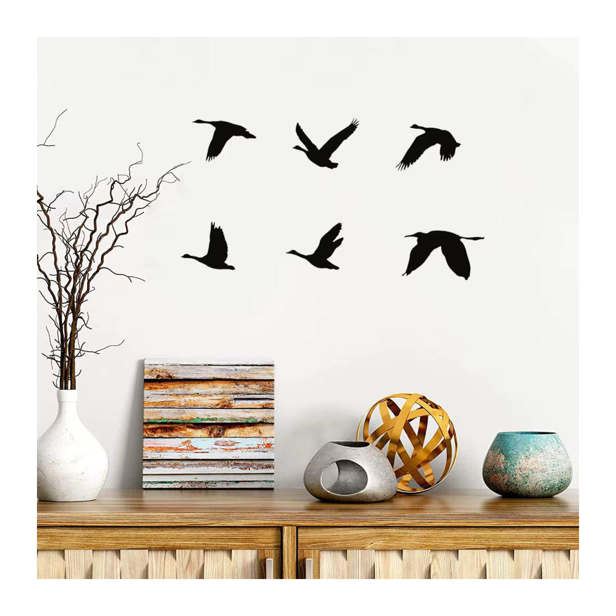 HELLOYOUNG Wandkunst Gänse aus Metall in Schwarz, minimalistische Wanddekoration für dein Zuhause - Bild 3