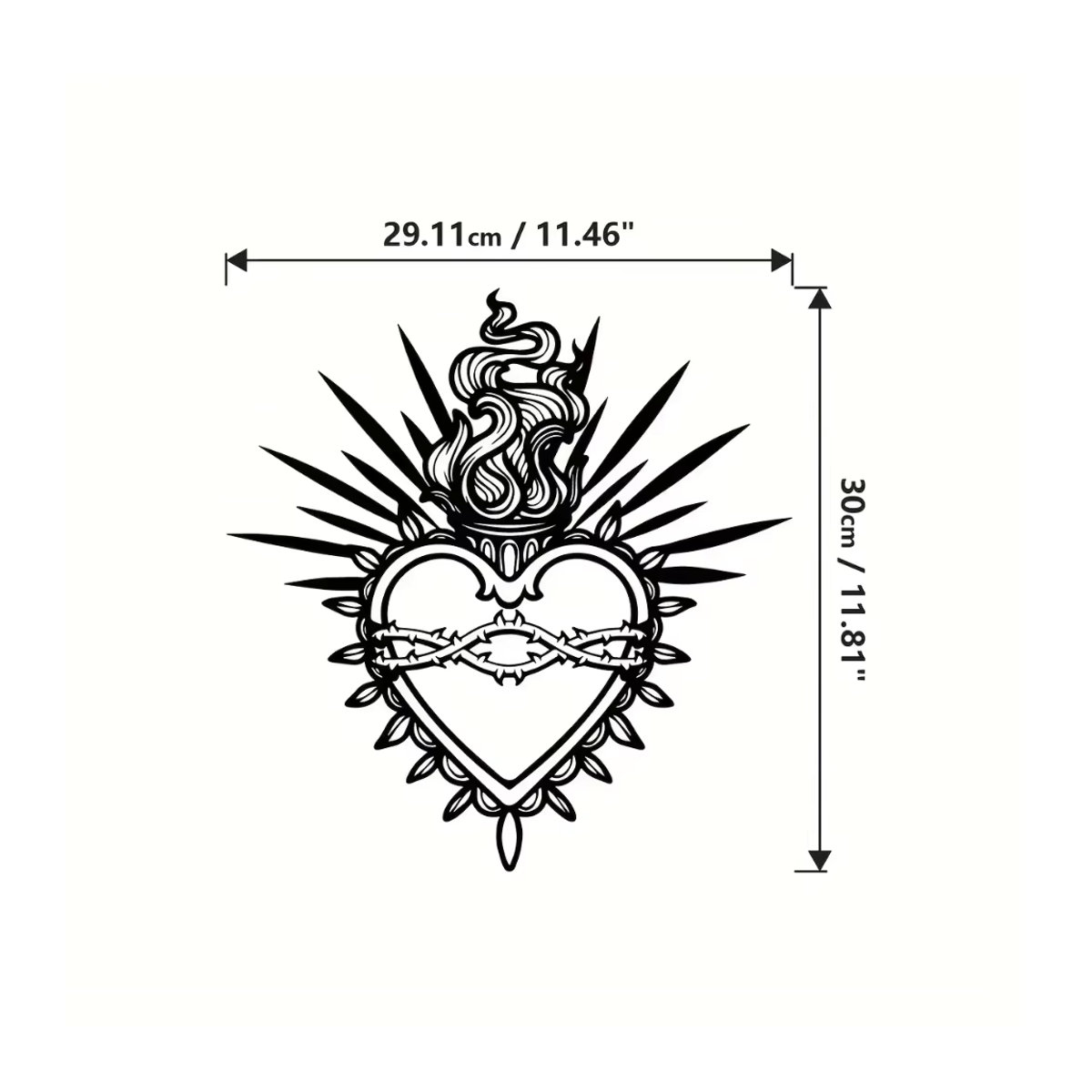 HELLOYOUNG Wandkunst Heiliges Herz aus Metall mit Christus und heiligen Versen, Schwarz, Hochformat - Bild 2