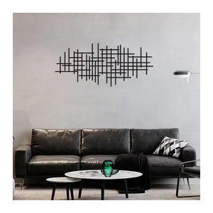 HELLOYOUNG Wandkunstskulptur aus Metall in Schwarz mit geometrischem Muster als moderne Wanddekoration