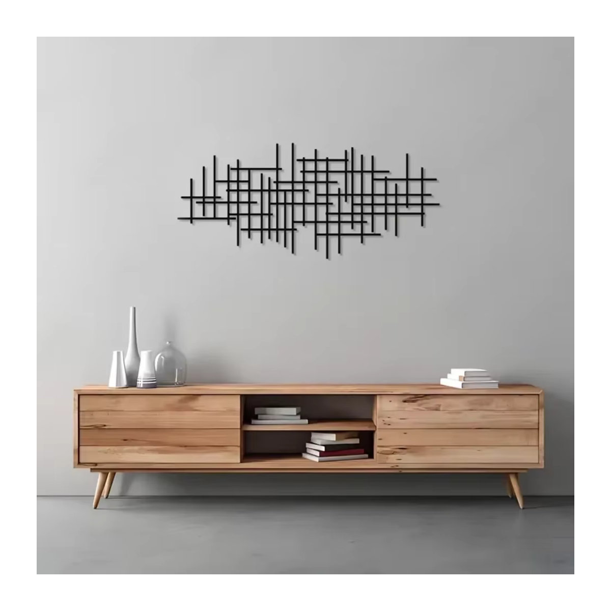 HELLOYOUNG Wandkunstskulptur aus Metall in Schwarz mit geometrischem Muster als moderne Wanddekoration - Bild 4