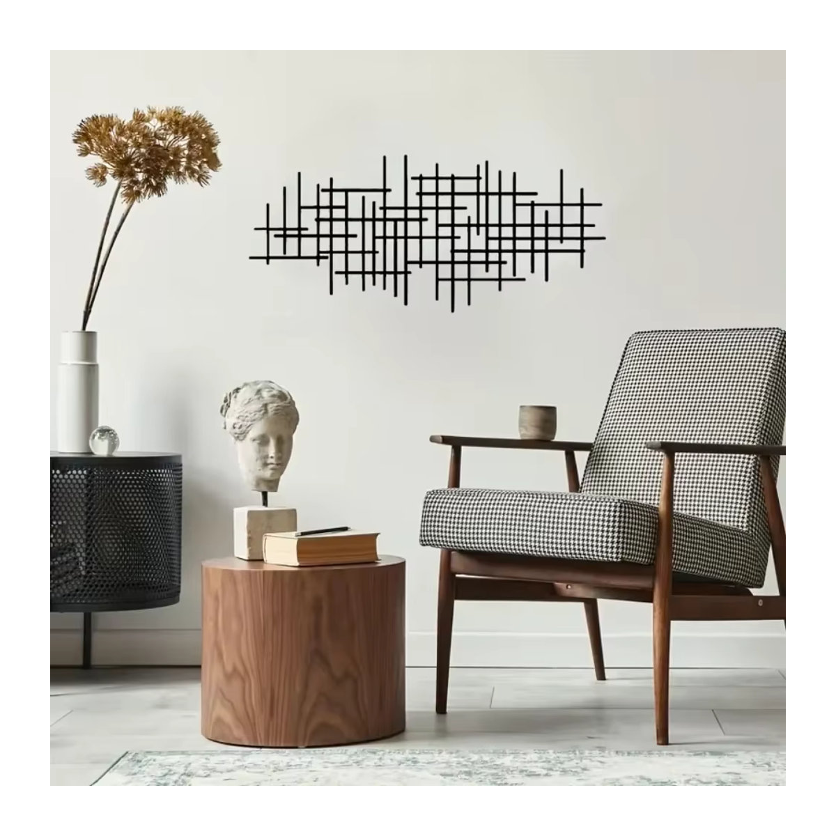 HELLOYOUNG Wandkunstskulptur aus Metall in Schwarz mit geometrischem Muster als moderne Wanddekoration - Bild 5