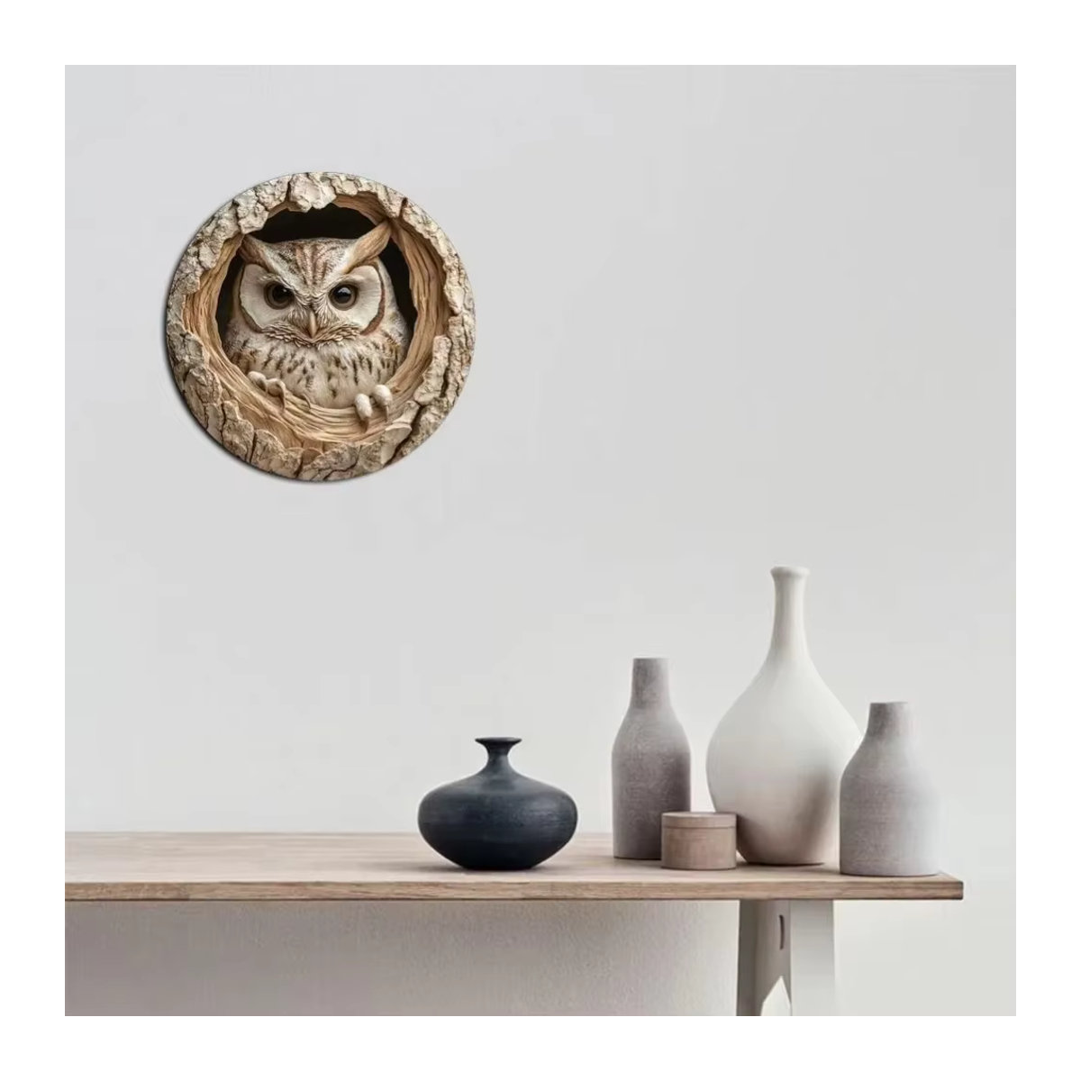 HELLOYOUNG Wandschild Eule in Braun, rundes Metallschild im rustikalen Design zur Wanddekoration für Bar, Küche oder Café - Bild 5