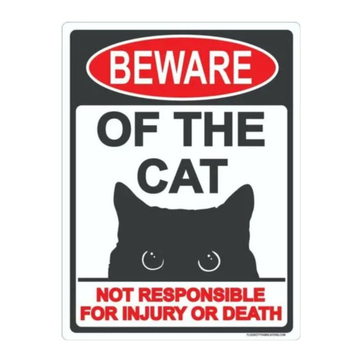 HELLOYOUNG Warnschild Vorsicht vor Katzen aus Metall in Weiß, rechteckig, B/H: 30 x 30 cm - Bild 1