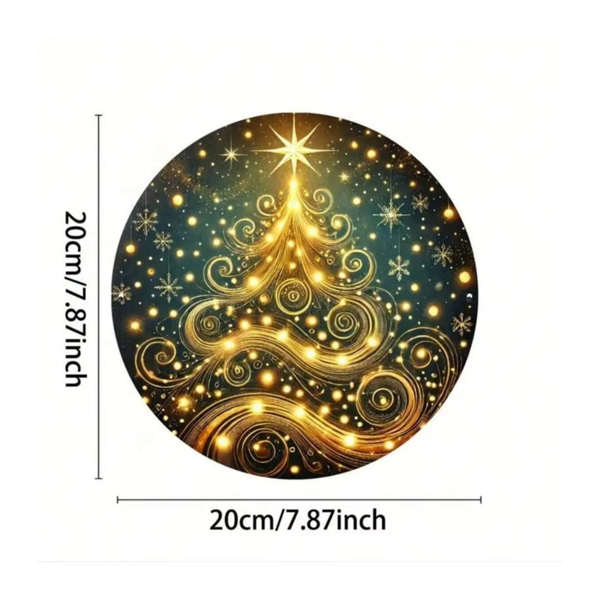 HELLOYOUNG Weihnachtsbaum-Metallkranz mit Sternen und floralem Design, rund, mehrfarbig, Durchmesser: 20 cm - Bild 2