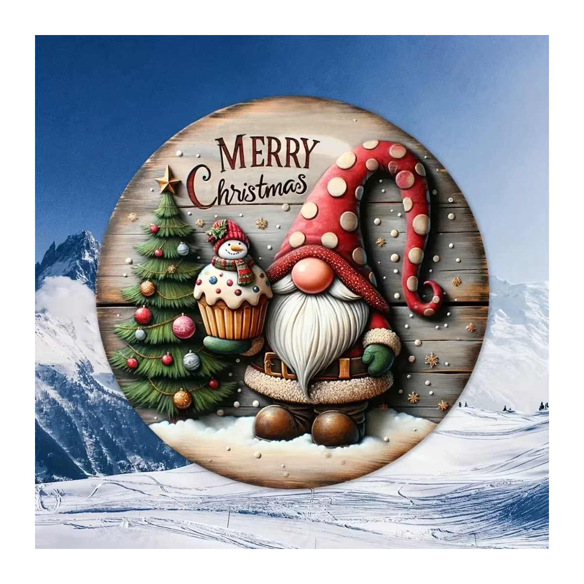 HELLOYOUNG Weihnachtsdekoration Metallschild Frohe Weihnachten mit Tier-Motiv und Typografie, mehrfarbig, hängende Wandkunst im rustikalen Stil - Bild 3