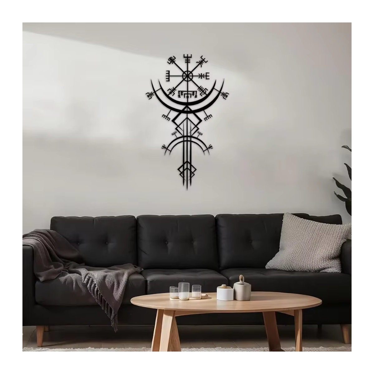 HELLOYOUNG Wikinger Wandbehang aus Metall mit nordischen Runen in Schwarz - Bild 4