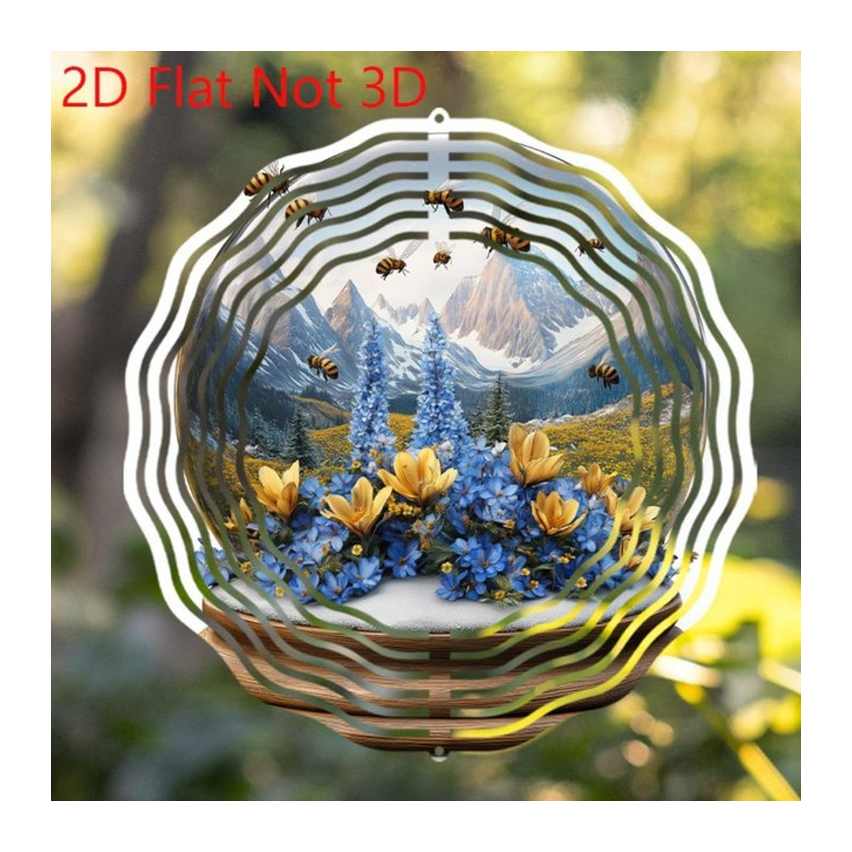 HELLOYOUNG Windspiel aus Metall mit Blumenmuster in Mehrfarbig, rundes hängendes Gartenwindspiel für den Außenbereich - Bild 1