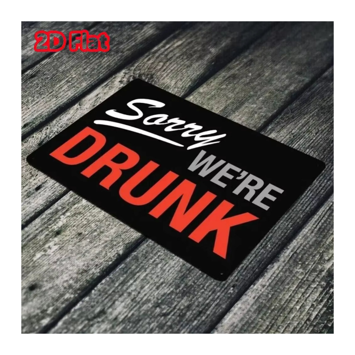 HELLOYOUNG Zinnschild SORRY WE'RE DRUNK Wanddeko aus Metall in Schwarz, B: 30 cm, H: 20 cm - Bild 2