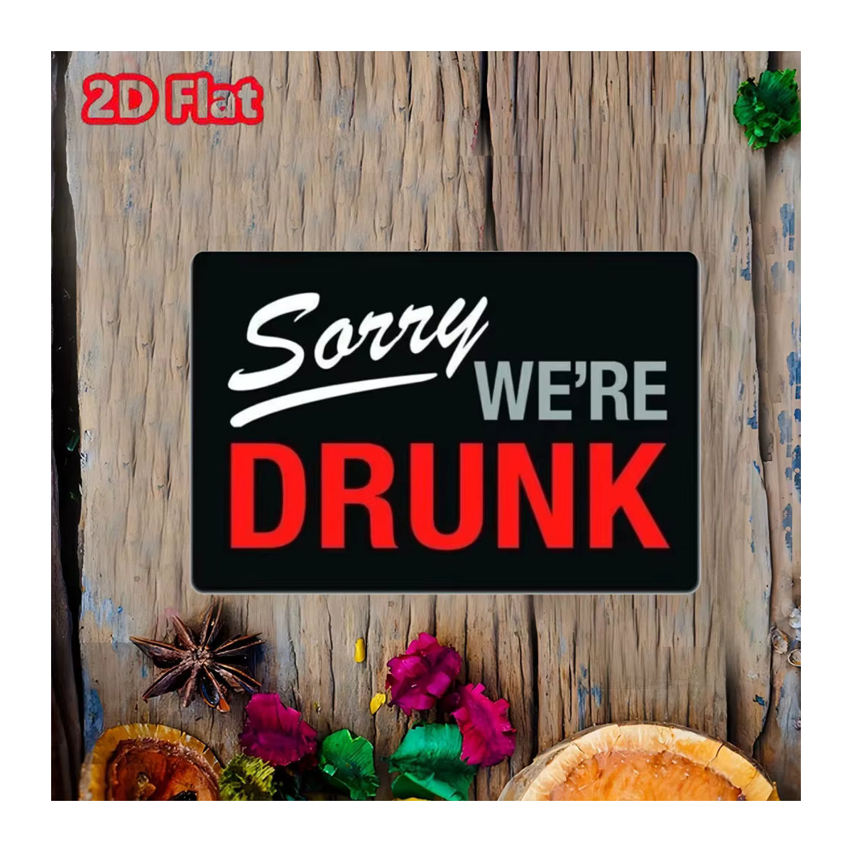 HELLOYOUNG Zinnschild SORRY WE'RE DRUNK Wanddeko aus Metall in Schwarz, B: 30 cm, H: 20 cm - Bild 5