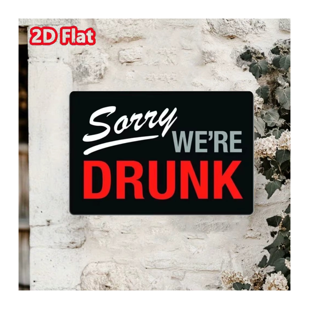 HELLOYOUNG Zinnschild SORRY WE'RE DRUNK Wanddeko aus Metall in Schwarz, B: 30 cm, H: 20 cm - Bild 6