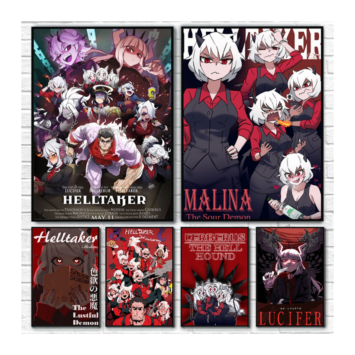 Helltaker Anime-Poster als selbstklebender, wasserfester Papieraufkleber für deine Wanddekoration in Mehrfarbig - Bild 1