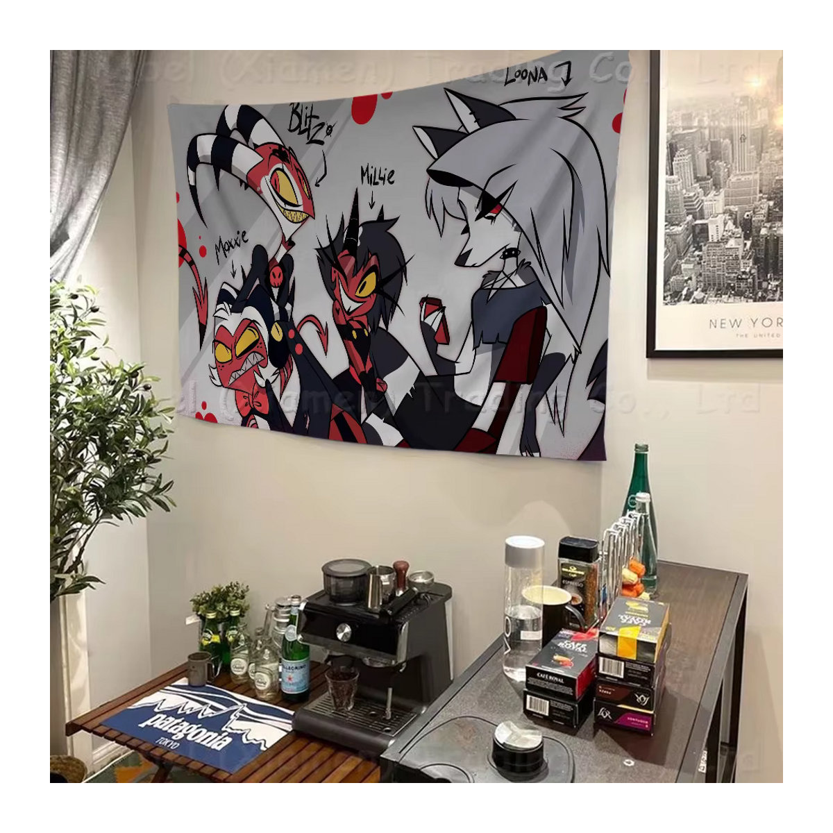 Helluva Boss Hängeflagge aus Polyester mit mehrfarbigem Muster und Schlaufe zum Aufhängen - Bild 4