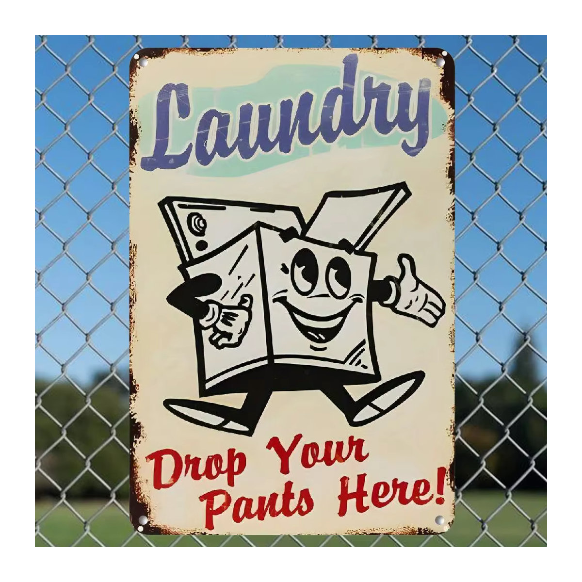 HEMITONG Metallschild Laundry Drop Your Pants Here Vintage Wanddekoration für Garage und Haushalt, mehrfarbig, B/H: 20 x 30 cm - Bild 3