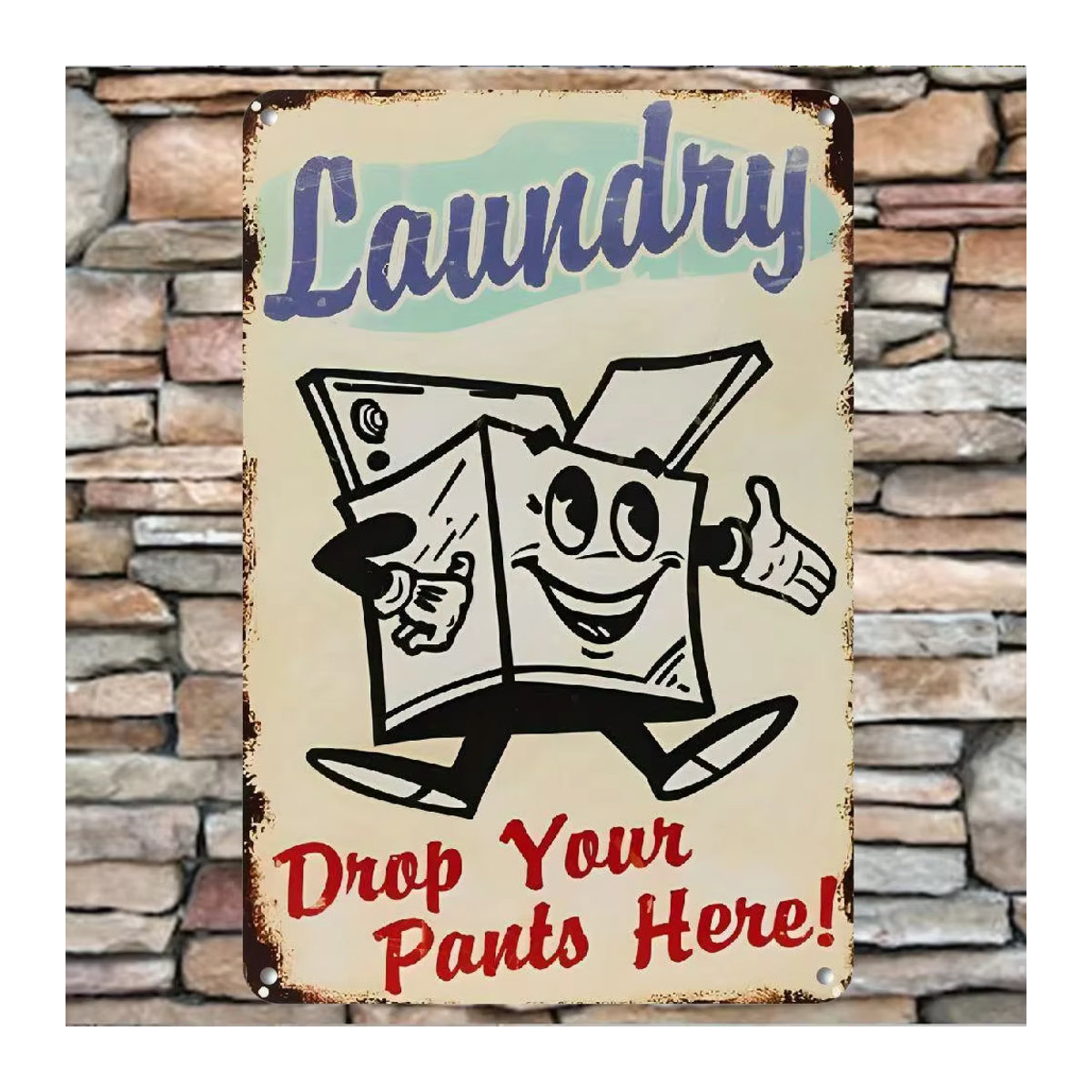 HEMITONG Metallschild Laundry Drop Your Pants Here Vintage Wanddekoration für Garage und Haushalt, mehrfarbig, B/H: 20 x 30 cm - Bild 4