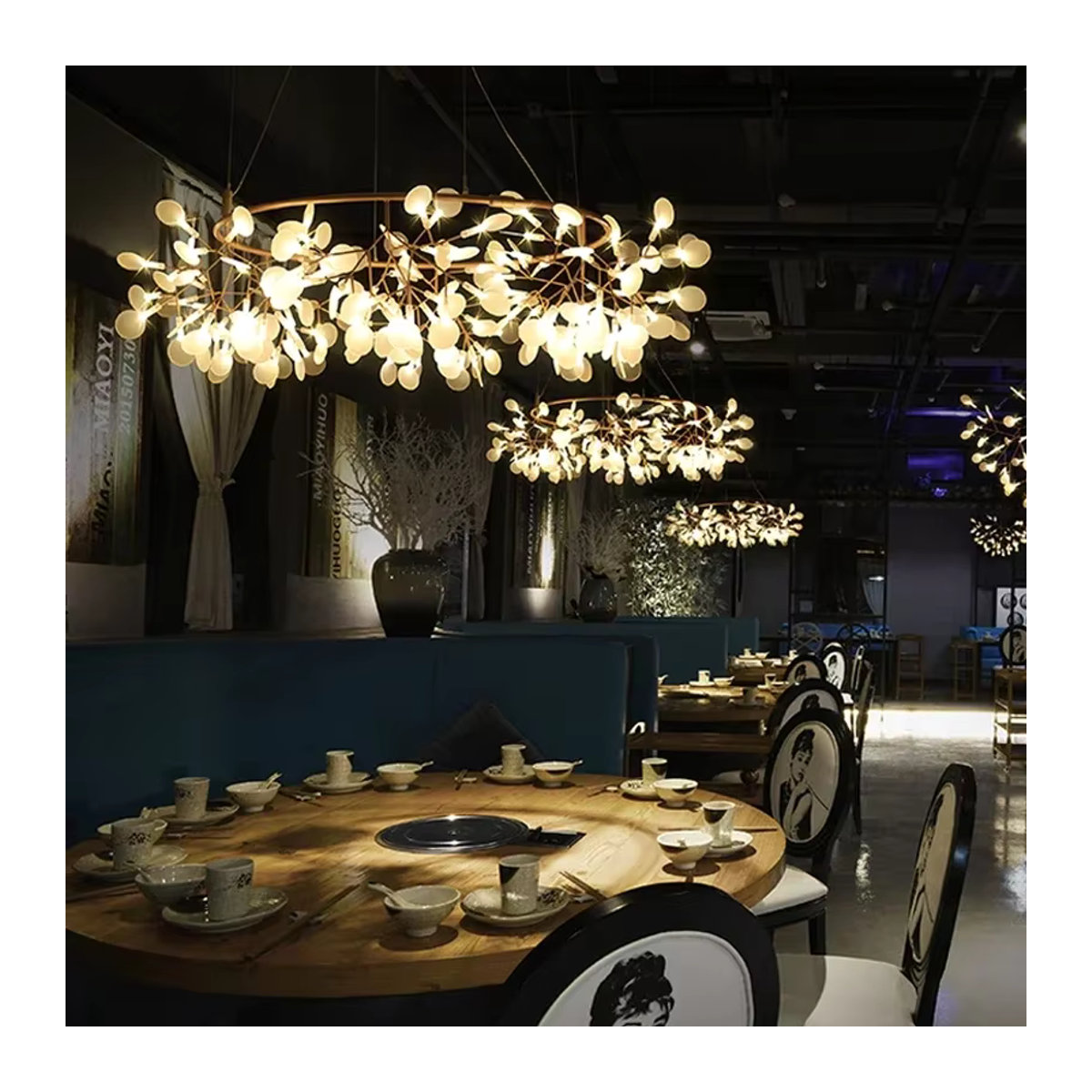 Heracleum Kronleuchter Firefly LED-Lampe in Roségold im skandinavischen Design für Wohnzimmer und Hotels - Bild 2