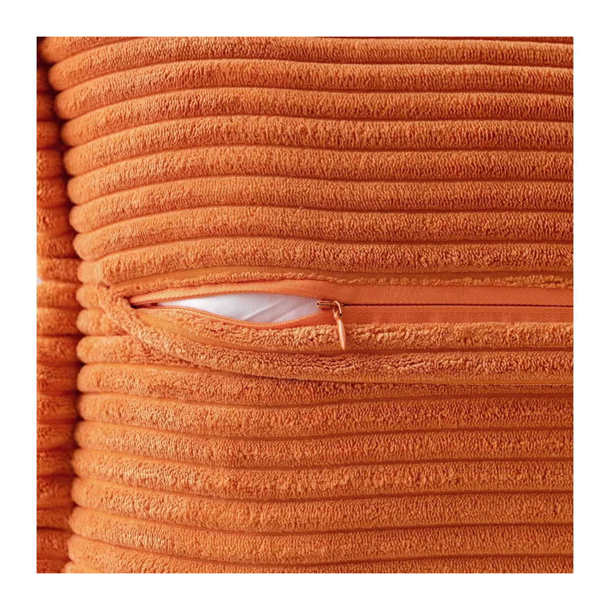 Herbst-Couch-Kissenbezug aus weichem Cord in Orange für Sofa und Wohnzimmer, B/B: 45,7 x 45,7 cm - Bild 5