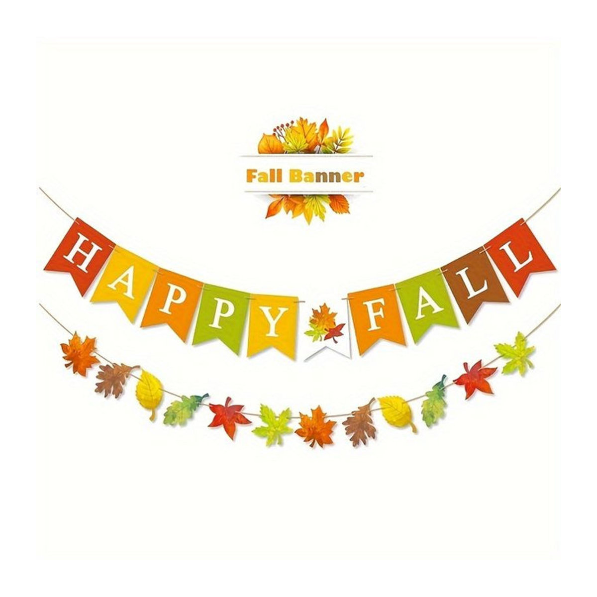 Herbstliche Ahornblätter Girlande aus Papier als dekorative Wanddekoration für Halloween und Thanksgiving in Mehrfarbig - Bild 1