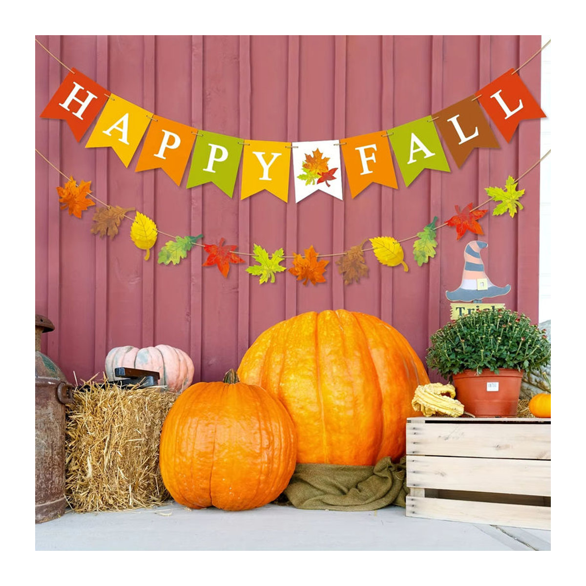 Herbstliche Ahornblätter Girlande aus Papier als dekorative Wanddekoration für Halloween und Thanksgiving in Mehrfarbig - Bild 2