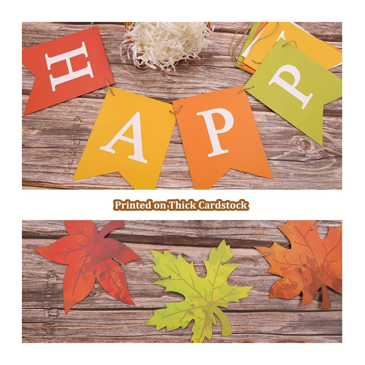 Herbstliche Ahornblätter Girlande aus Papier als dekorative Wanddekoration für Halloween und Thanksgiving in Mehrfarbig - Bild 4
