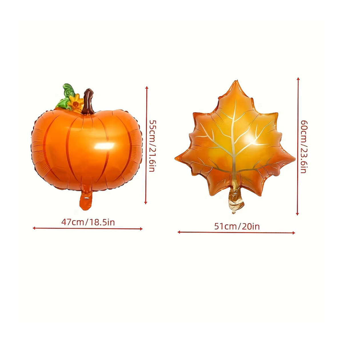 Herbstliche Mylar Folienballons Set mit Kürbis, Ahornblättern und Eicheln in Orange für Thanksgiving und Home Dekorationen - Bild 2