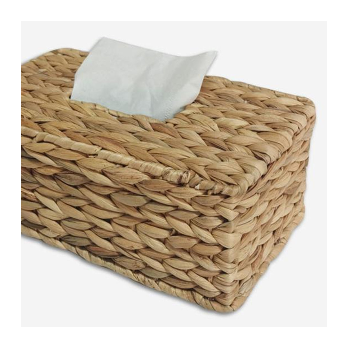 Hercules Taschentuchbox aus Wasserhyazinthe und Rattan, quadratischer Serviettenspender in Braun und Beige, rustikaler Kosmetiktücher-Organizer für den Tisch - Bild 1