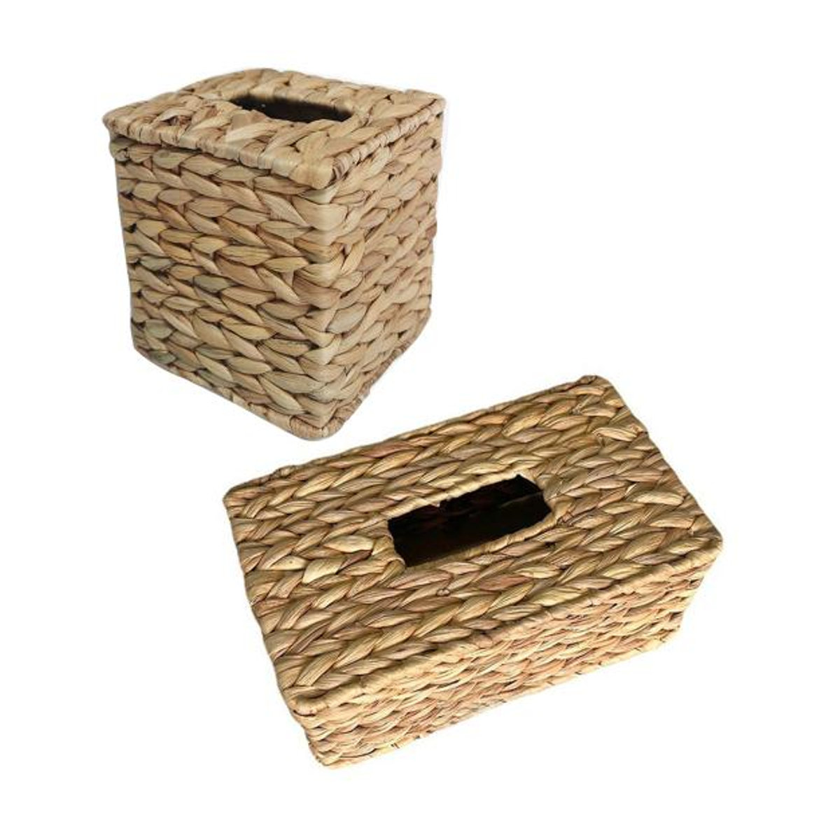 Hercules Taschentuchbox aus Wasserhyazinthe und Rattan, quadratischer Serviettenspender in Braun und Beige, rustikaler Kosmetiktücher-Organizer für den Tisch - Bild 2