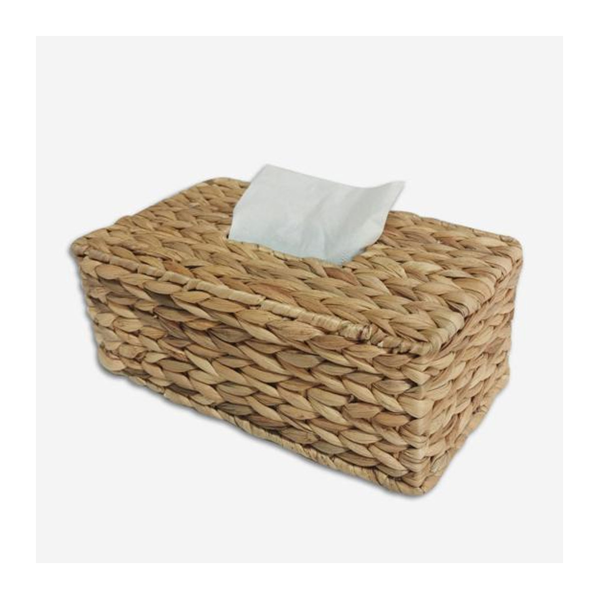 Hercules Taschentuchbox aus Wasserhyazinthe und Rattan, quadratischer Serviettenspender in Braun und Beige, rustikaler Kosmetiktücher-Organizer für den Tisch - Bild 5