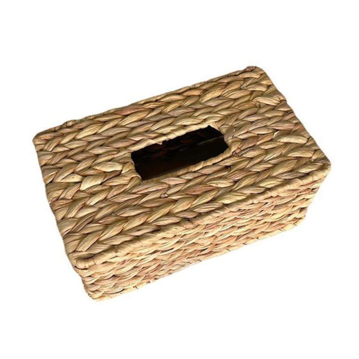 Hercules Taschentuchbox aus Wasserhyazinthe und Rattan, quadratischer Serviettenspender in Braun und Beige, rustikaler Kosmetiktücher-Organizer für den Tisch - Bild 6