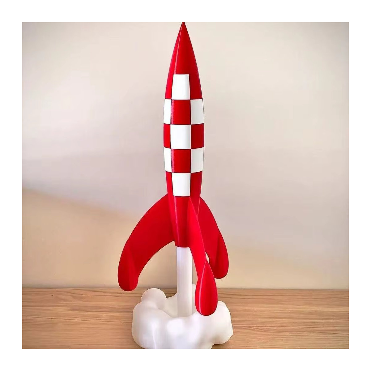 Herge Objektif Lune Modellfigur mit LED-Licht, rote Rakete, Höhe: 37 cm - Bild 2