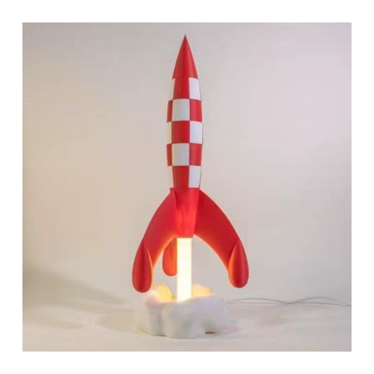 Herge Objektif Lune Modellfigur mit LED-Licht, rote Rakete, Höhe: 37 cm - Bild 3