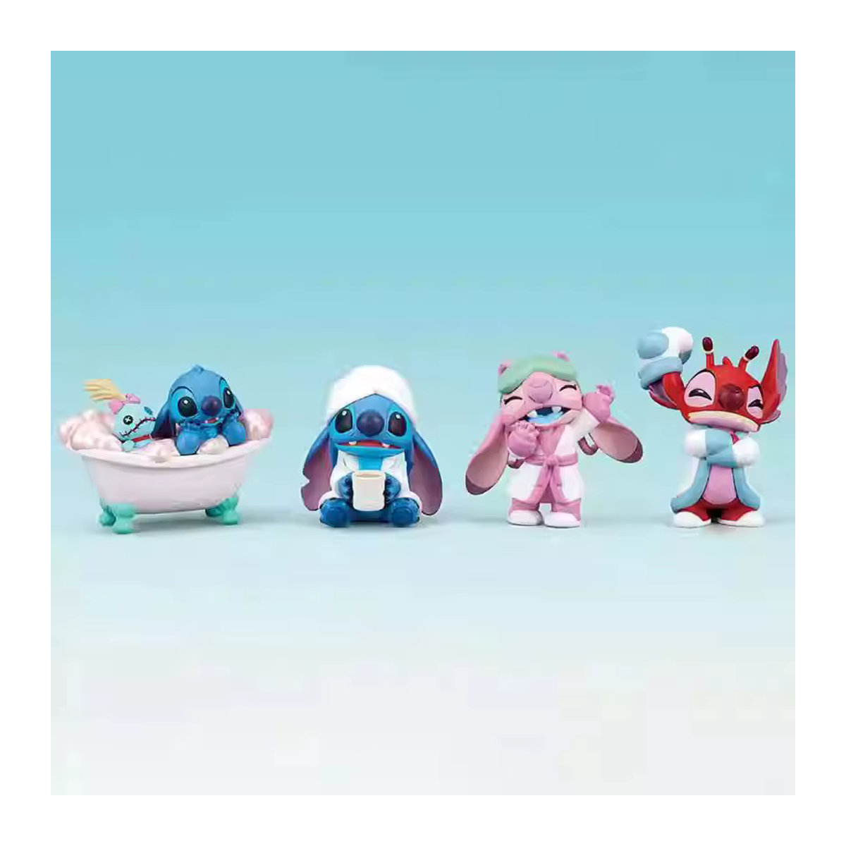 HEROCROSS Stitch Nighttime Bath Relax Time Serie Blind Box Kawaii Actionfigur in Blau aus Kunststoff - Bild 2
