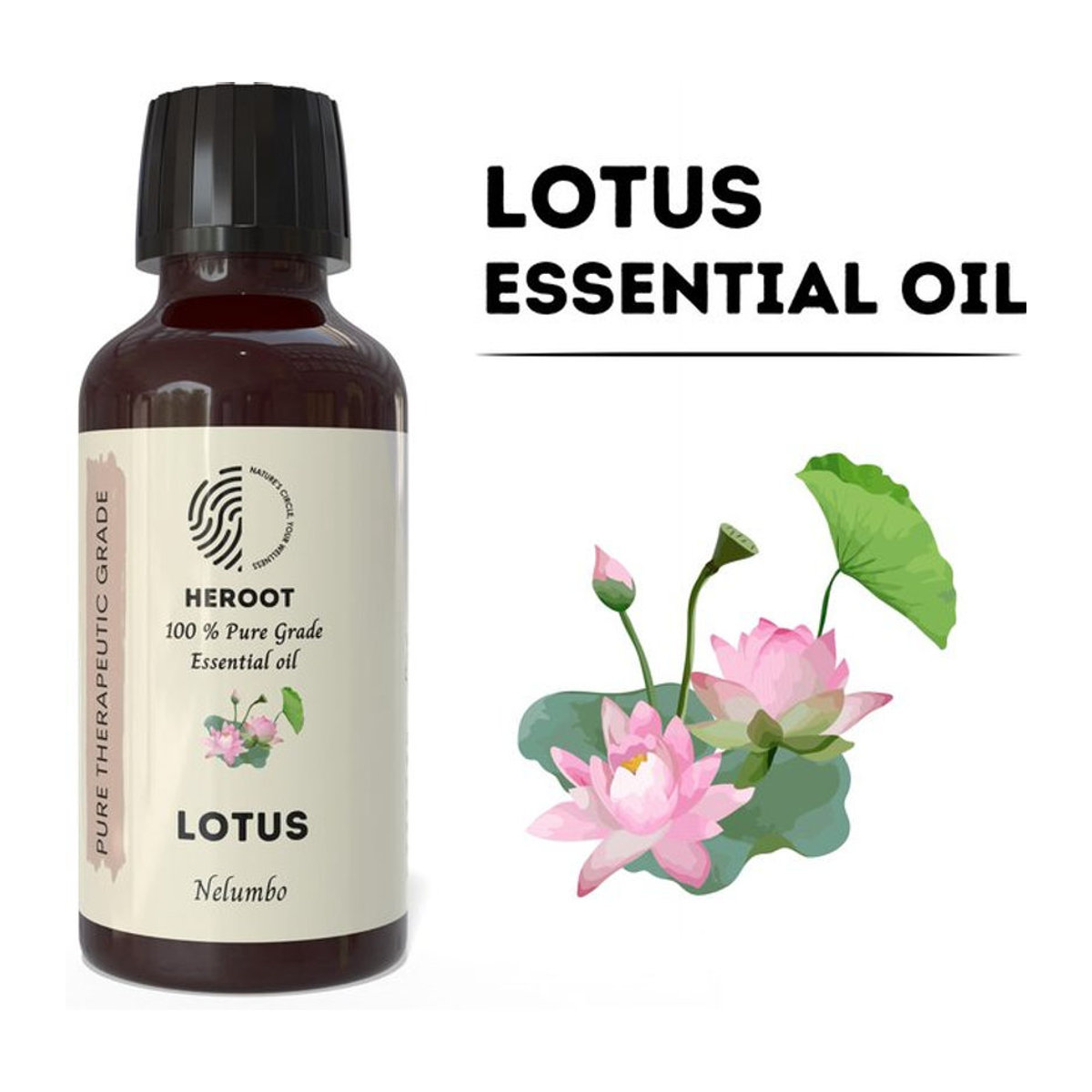 Heroot Ätherisches Lotusöl 100 % rein in brauner Glasflasche 50 ml - Bild 1