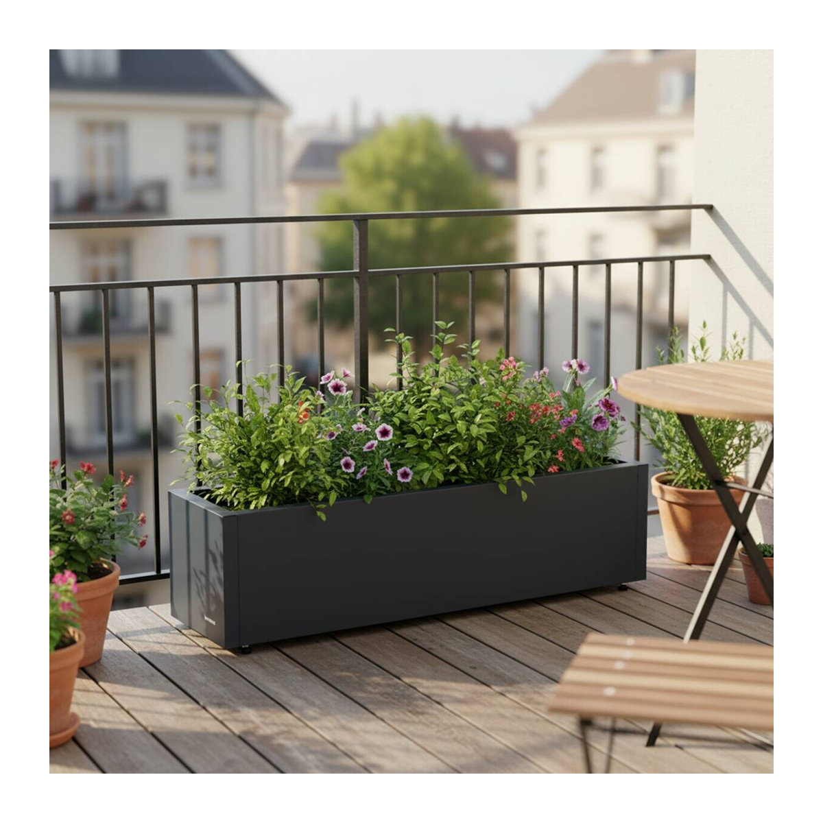 Herstera Garden Pflanzkübel Cube aus Metall in Grau, B/T/H: 100 x 25 x 25 cm - Bild 4