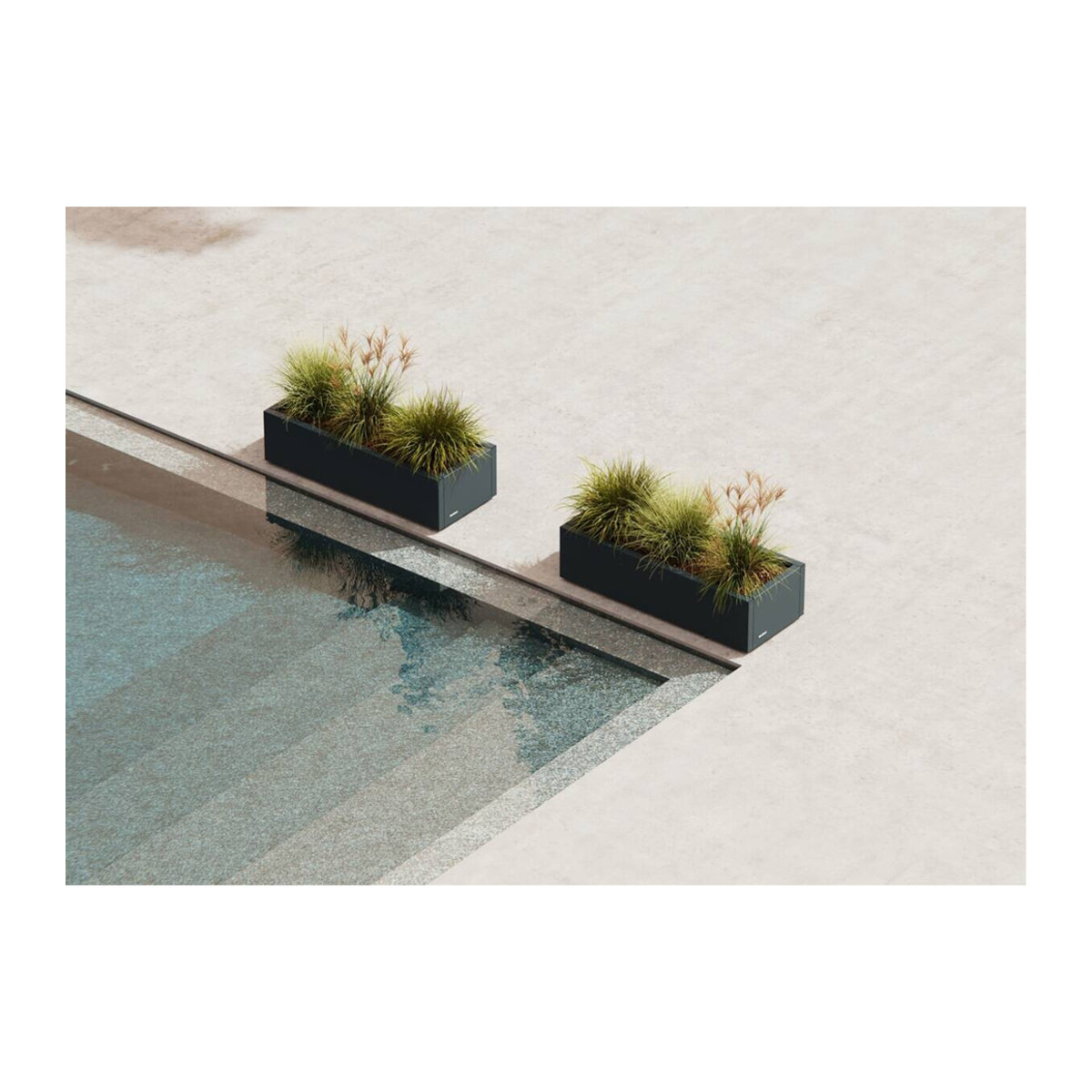Herstera Garden Pflanzkübel Cube modern aus Metall in Grau B/H/T: 100 x 40 x 25 cm - Bild 3