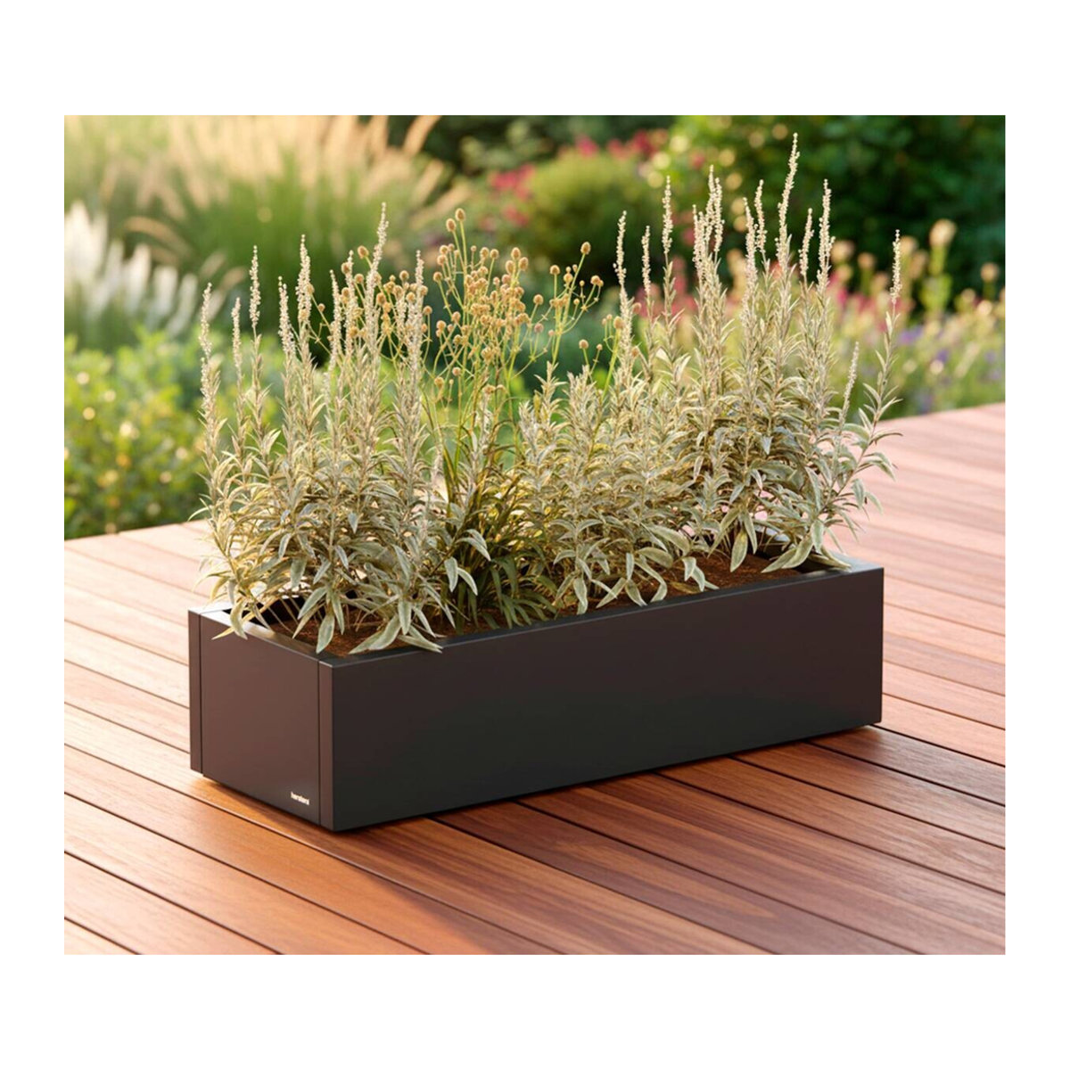 Herstera Garden Pflanzkübel Cube modern aus Metall in Grau B/H/T: 100 x 40 x 25 cm - Bild 4