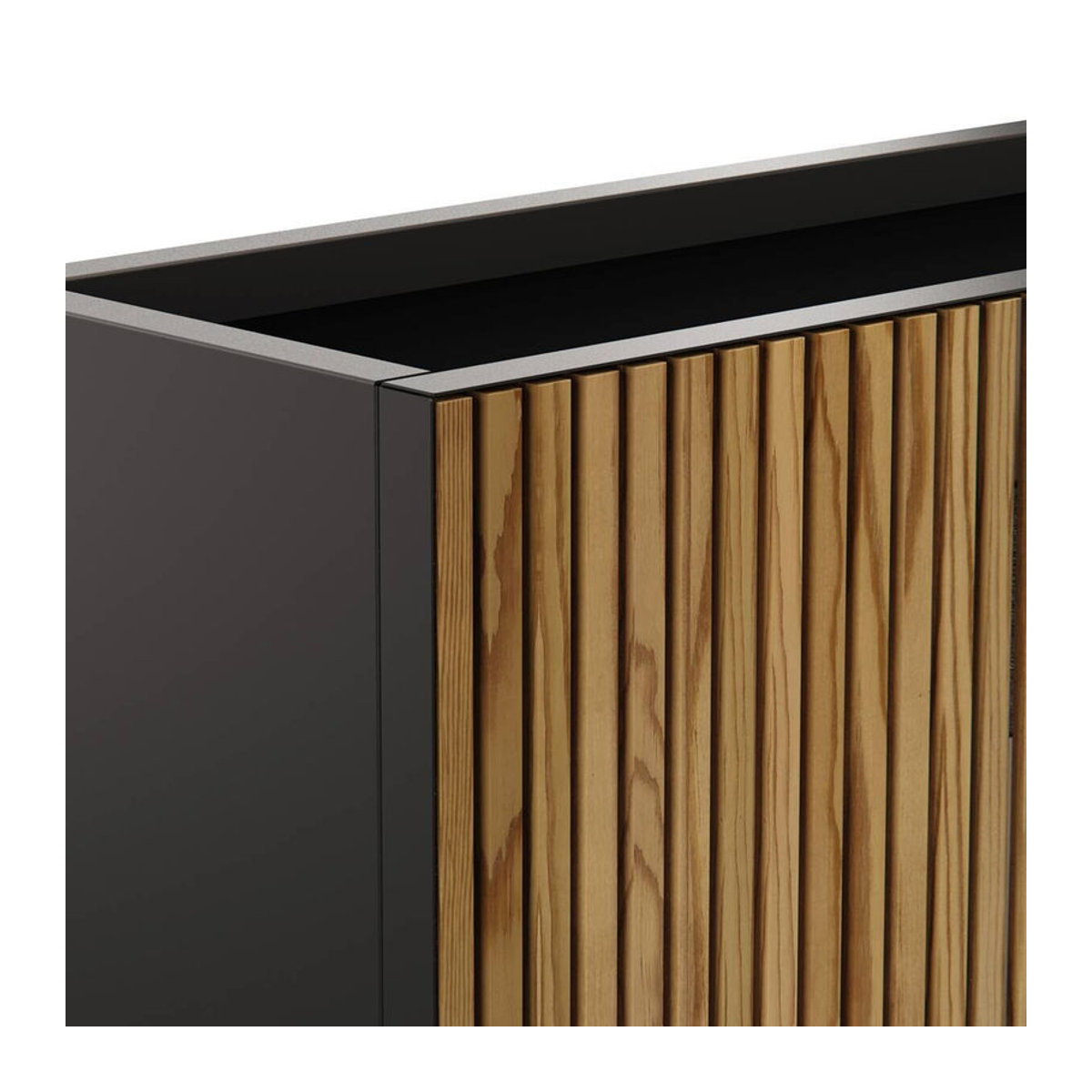 Herstera Garden Pflanzkübel Deco Planter Divider L aus Holz und Metall in Schwarz und Natur, B/T/H: 120 x 40 x 80 cm - Bild 4