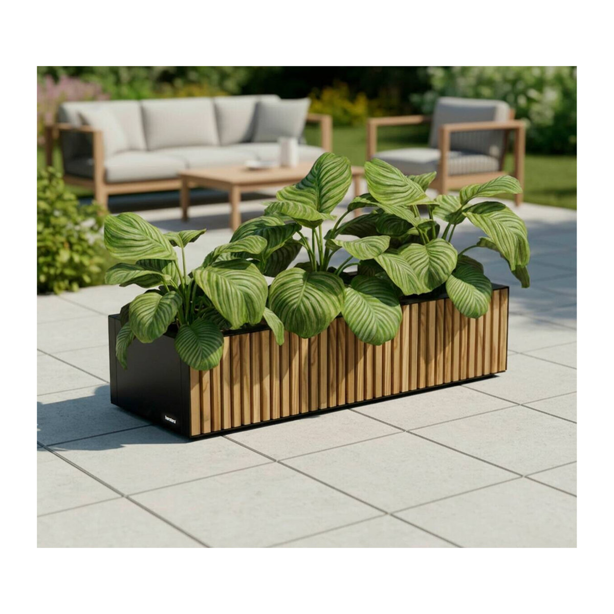 Herstera Garden Pflanzkübel Deco Planter Xic Wood M in Schwarz und Natur, rechteckig, B/H/T: 40 x 100 x 25 cm - Bild 6