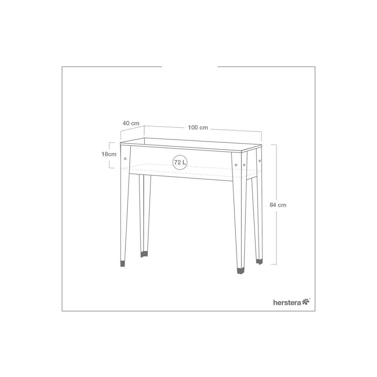 Herstera Metall Hochbeet Urban mit spezieller Bodenplatte, anthrazit, B: 40 cm, T: 100 cm, H: 84 cm - Bild 2