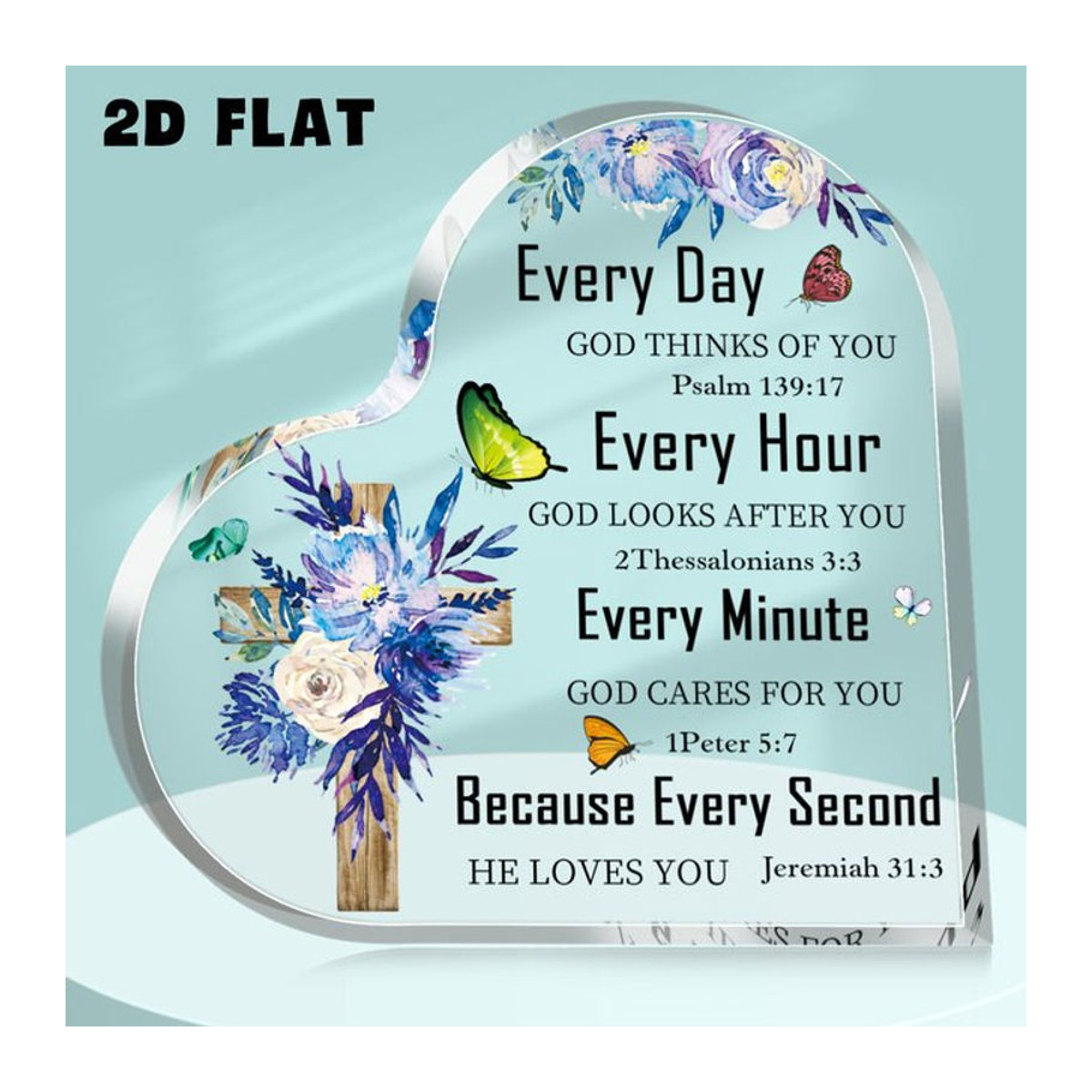 Herzförmige Acryl-Gedenkstatue in transparentem Design als religiöses Souvenir und dekorative Andenken-Plakette - Bild 1